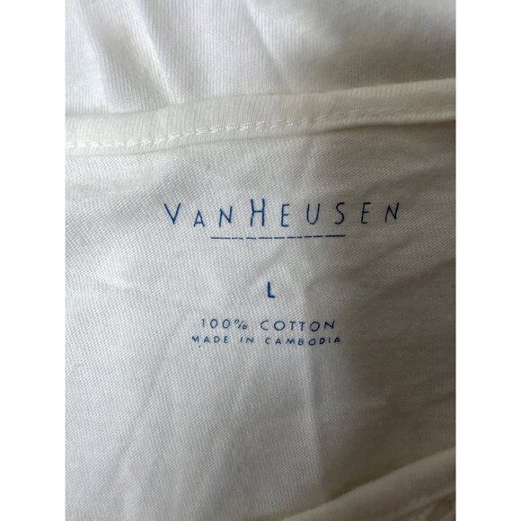 Van Heusen Womens White Embroidered V-Neck Cotton Top Size Large Shirt - Picture 4 of 6